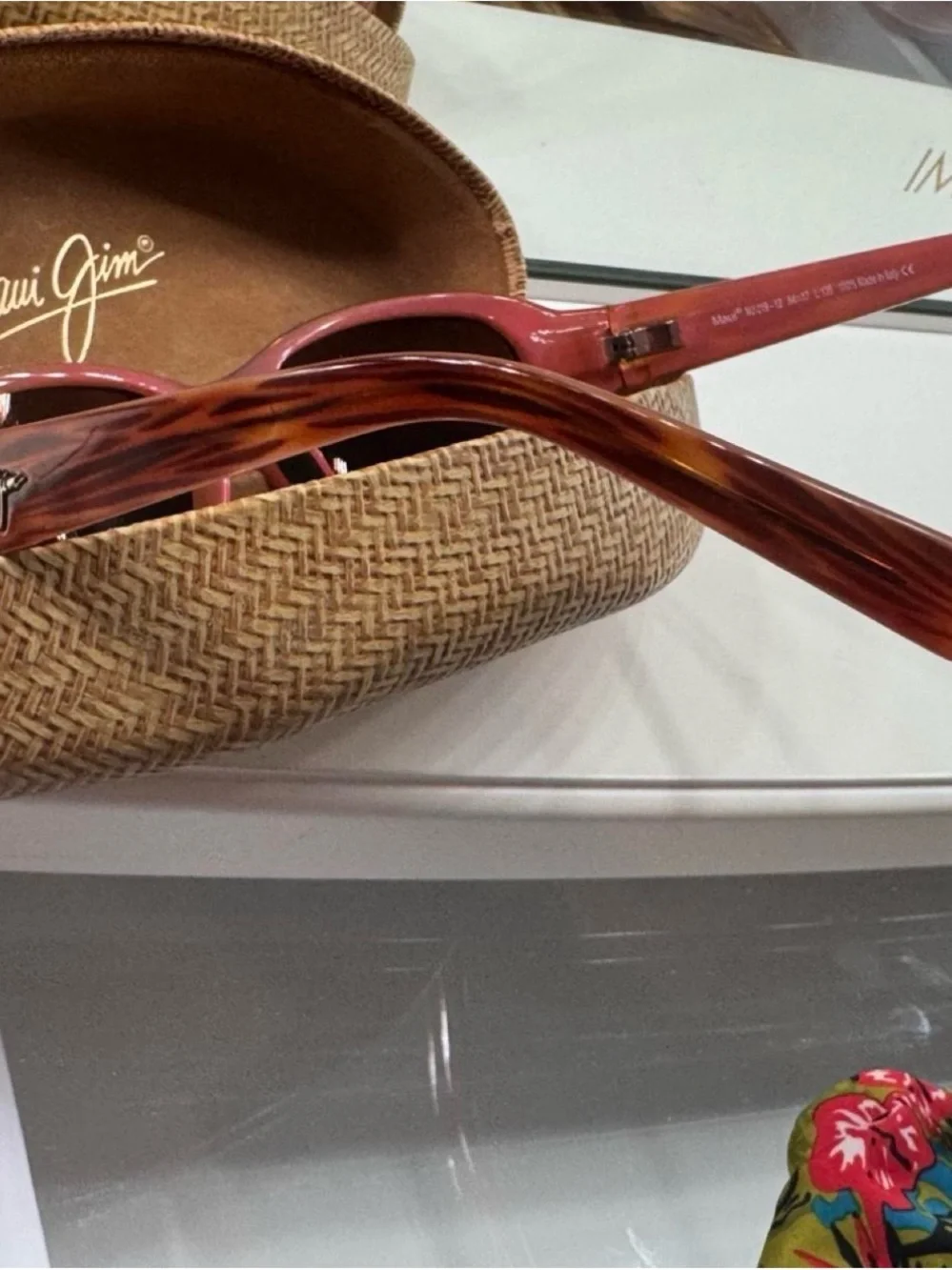 Maui Jim Pink Frame Sunglasses with Tortoiseshell Temples